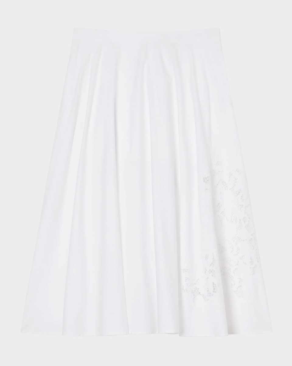 Plus Size Cremona Embroidered Poplin Midi Skirt